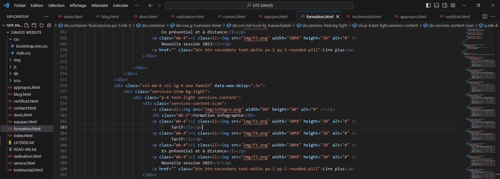 Tableau de bord webmapping